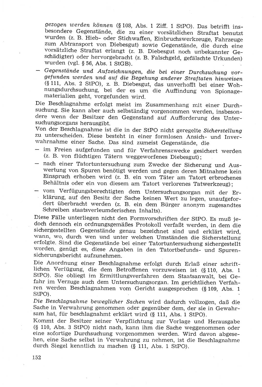 Strafprozeßrecht der DDR (Deutsche Demokratische Republik), Lehrmaterial 1969, Seite 152 (Strafprozeßr. DDR Lehrmat. 1969, S. 152)