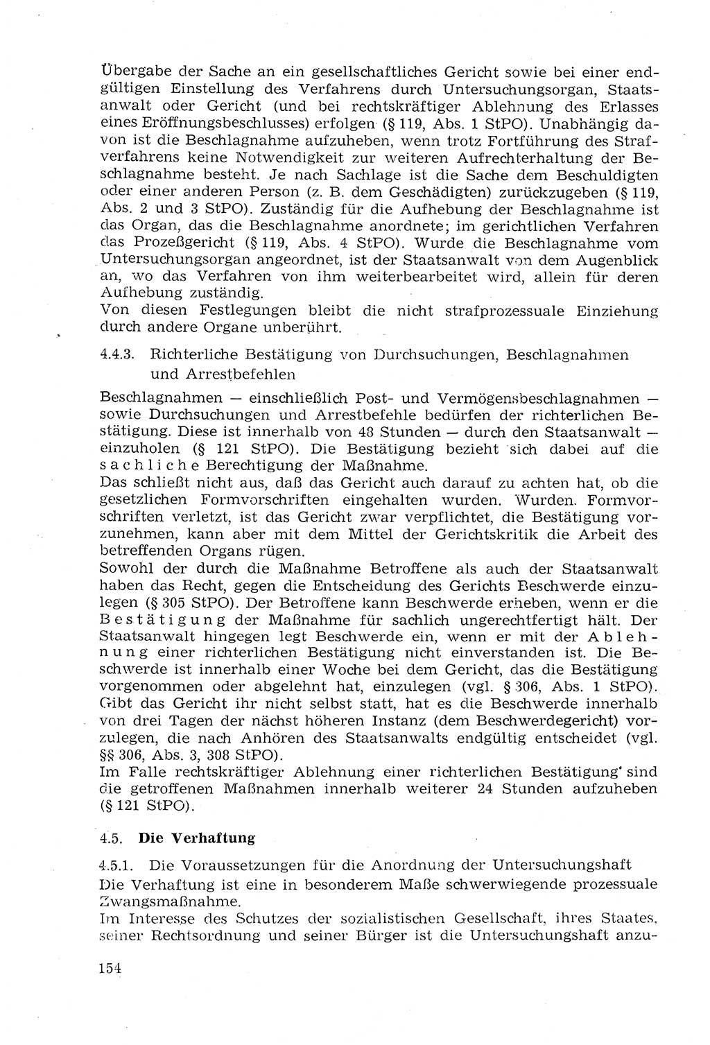 Strafprozeßrecht der DDR (Deutsche Demokratische Republik), Lehrmaterial 1969, Seite 154 (Strafprozeßr. DDR Lehrmat. 1969, S. 154)