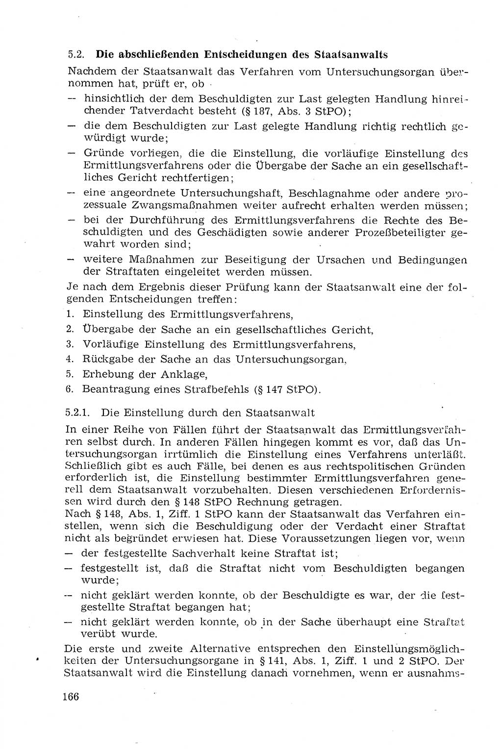 Strafprozeßrecht der DDR (Deutsche Demokratische Republik), Lehrmaterial 1969, Seite 166 (Strafprozeßr. DDR Lehrmat. 1969, S. 166)