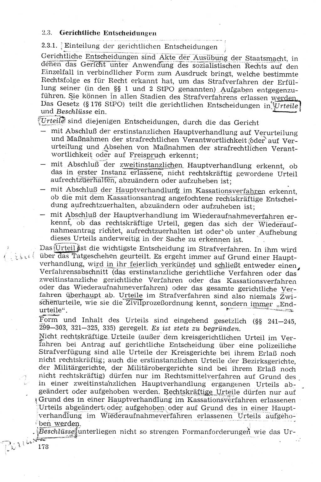 Strafprozeßrecht der DDR (Deutsche Demokratische Republik), Lehrmaterial 1969, Seite 178 (Strafprozeßr. DDR Lehrmat. 1969, S. 178)