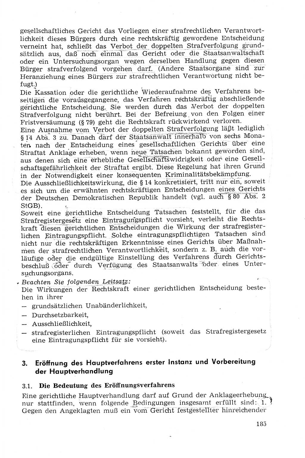 Strafprozeßrecht der DDR (Deutsche Demokratische Republik), Lehrmaterial 1969, Seite 185 (Strafprozeßr. DDR Lehrmat. 1969, S. 185)