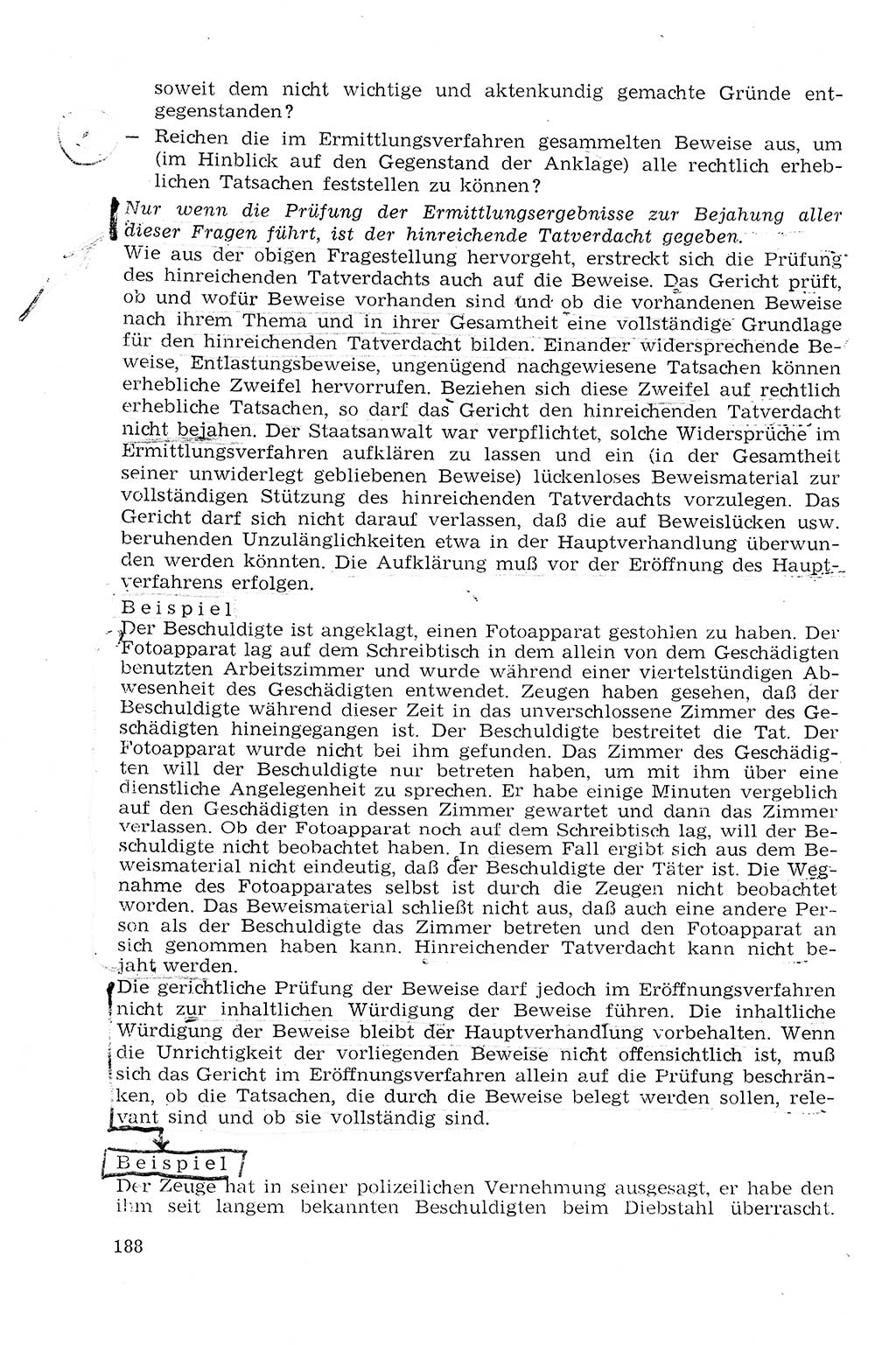 Strafprozeßrecht der DDR (Deutsche Demokratische Republik), Lehrmaterial 1969, Seite 188 (Strafprozeßr. DDR Lehrmat. 1969, S. 188)