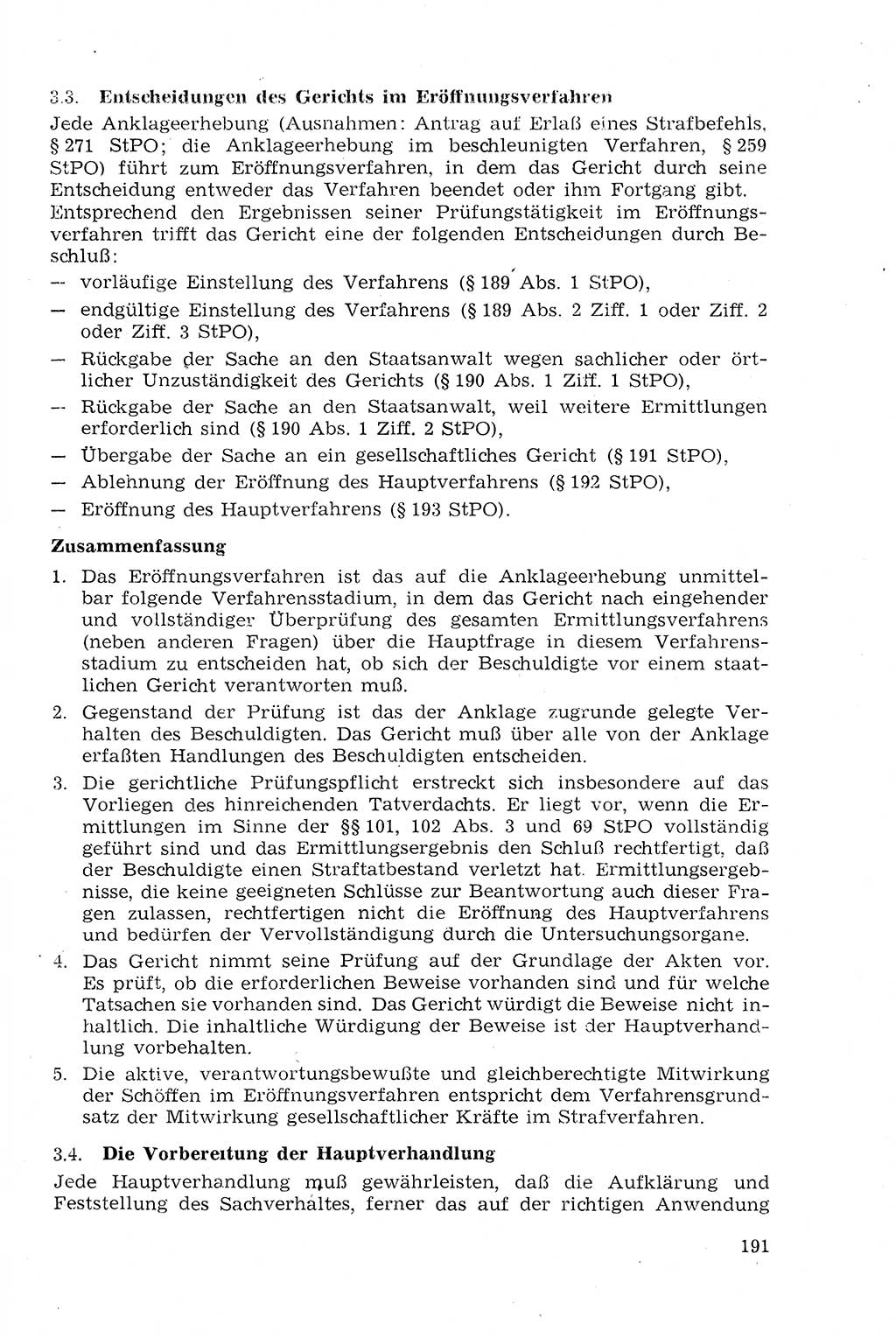 Strafprozeßrecht der DDR (Deutsche Demokratische Republik), Lehrmaterial 1969, Seite 191 (Strafprozeßr. DDR Lehrmat. 1969, S. 191)