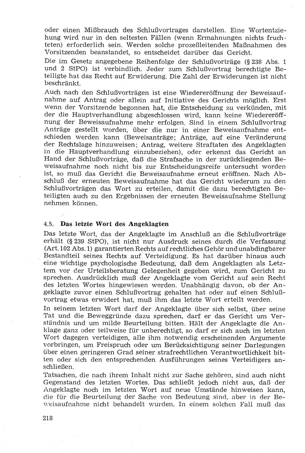 Strafprozeßrecht der DDR (Deutsche Demokratische Republik), Lehrmaterial 1969, Seite 218 (Strafprozeßr. DDR Lehrmat. 1969, S. 218)