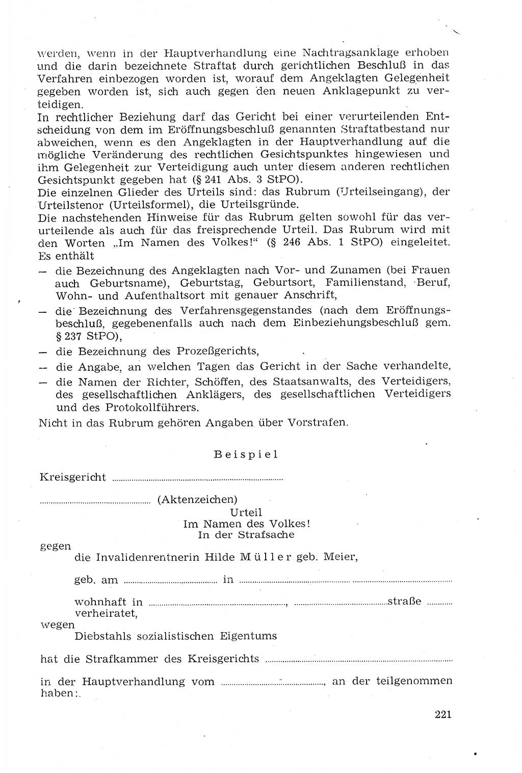 Strafprozeßrecht der DDR (Deutsche Demokratische Republik), Lehrmaterial 1969, Seite 221 (Strafprozeßr. DDR Lehrmat. 1969, S. 221)