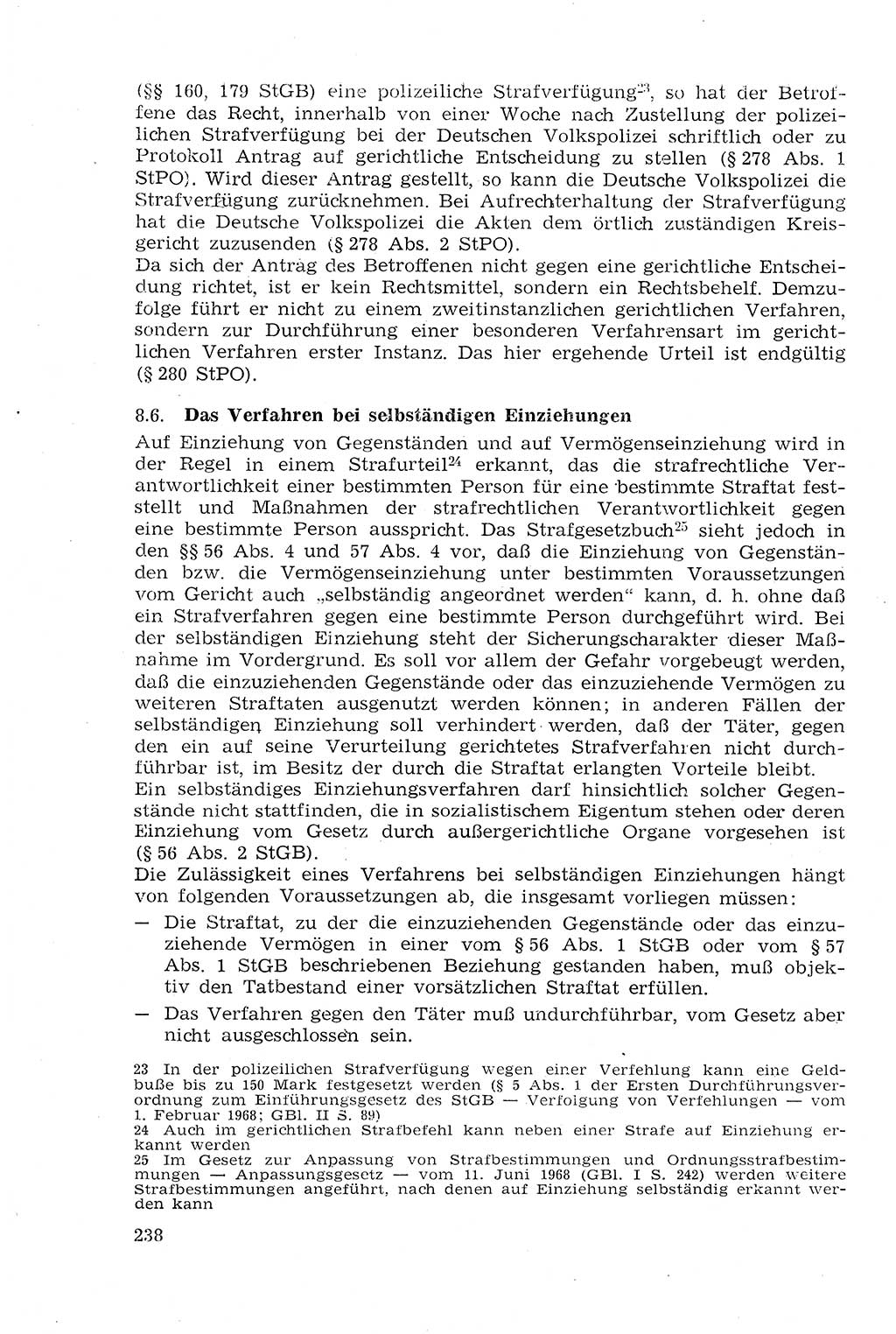 Strafprozeßrecht der DDR (Deutsche Demokratische Republik), Lehrmaterial 1969, Seite 238 (Strafprozeßr. DDR Lehrmat. 1969, S. 238)