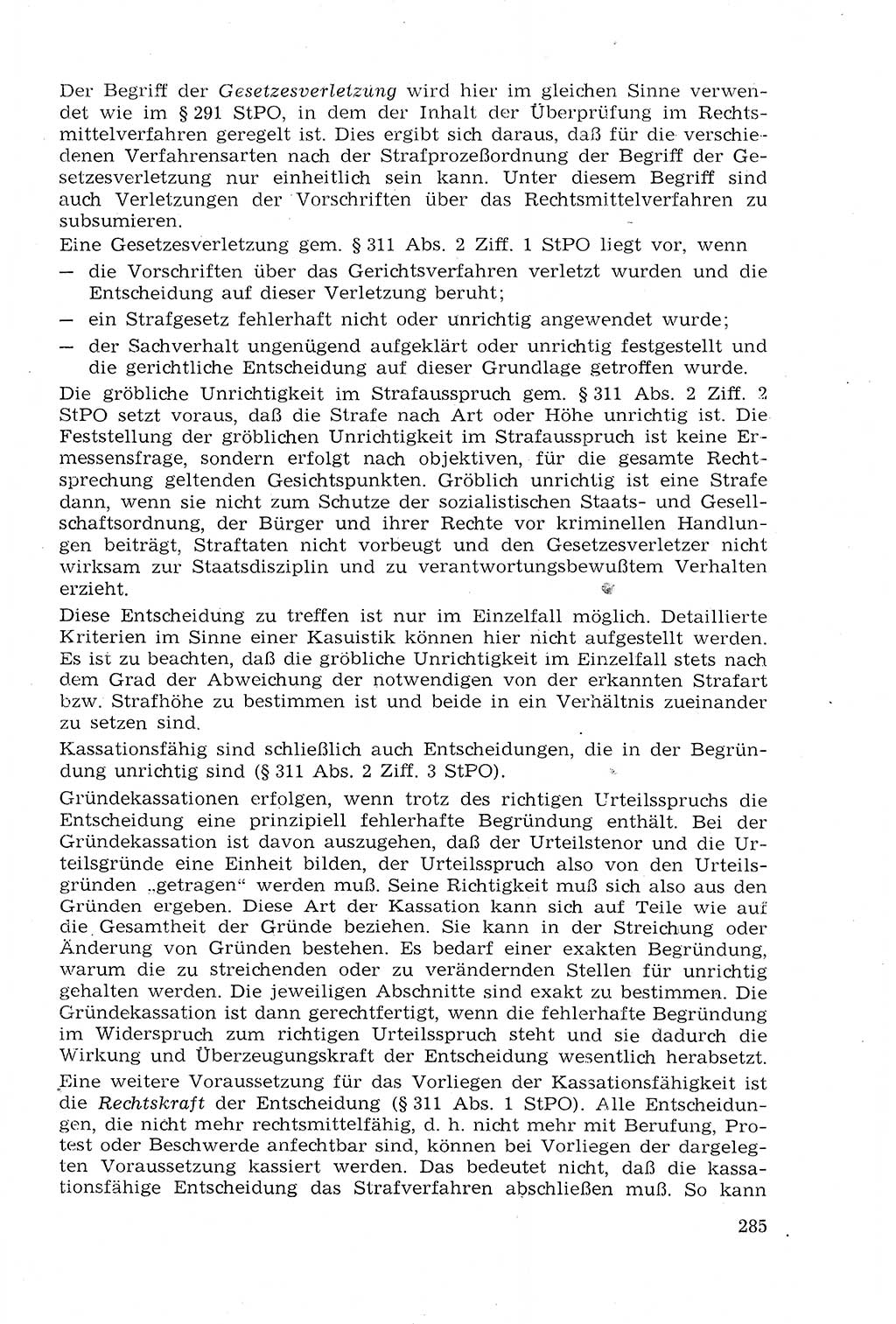 Strafprozeßrecht der DDR (Deutsche Demokratische Republik), Lehrmaterial 1969, Seite 285 (Strafprozeßr. DDR Lehrmat. 1969, S. 285)
