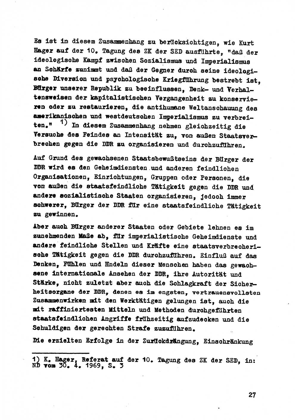 Strafrecht der DDR (Deutsche Demokratische Republik), Besonderer Teil, Lehrmaterial, Heft 2 1969, Seite 27 (Strafr. DDR BT Lehrmat. H. 2 1969, S. 27)