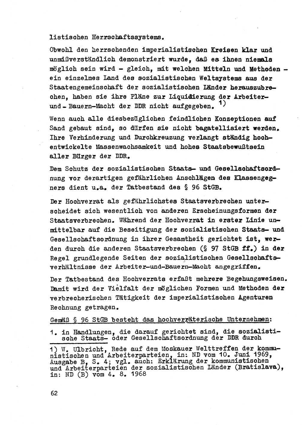 Strafrecht der DDR (Deutsche Demokratische Republik), Besonderer Teil, Lehrmaterial, Heft 2 1969, Seite 62 (Strafr. DDR BT Lehrmat. H. 2 1969, S. 62)