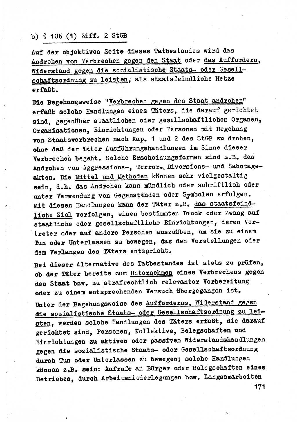 Strafrecht der DDR (Deutsche Demokratische Republik), Besonderer Teil, Lehrmaterial, Heft 2 1969, Seite 171 (Strafr. DDR BT Lehrmat. H. 2 1969, S. 171)