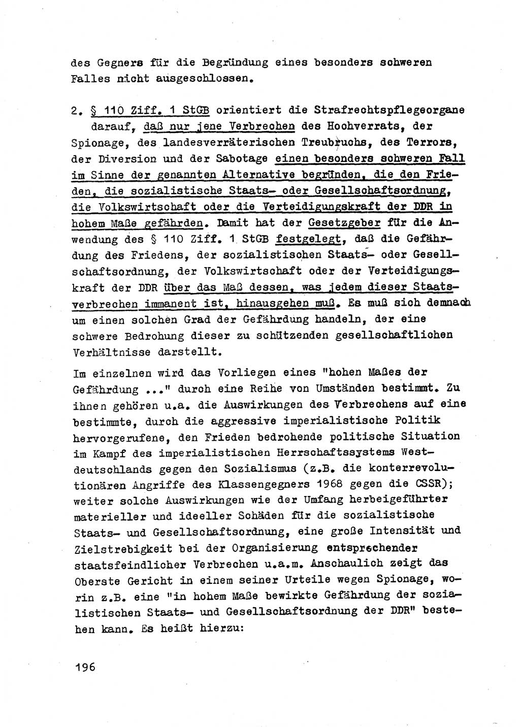 Strafrecht der DDR (Deutsche Demokratische Republik), Besonderer Teil, Lehrmaterial, Heft 2 1969, Seite 196 (Strafr. DDR BT Lehrmat. H. 2 1969, S. 196)
