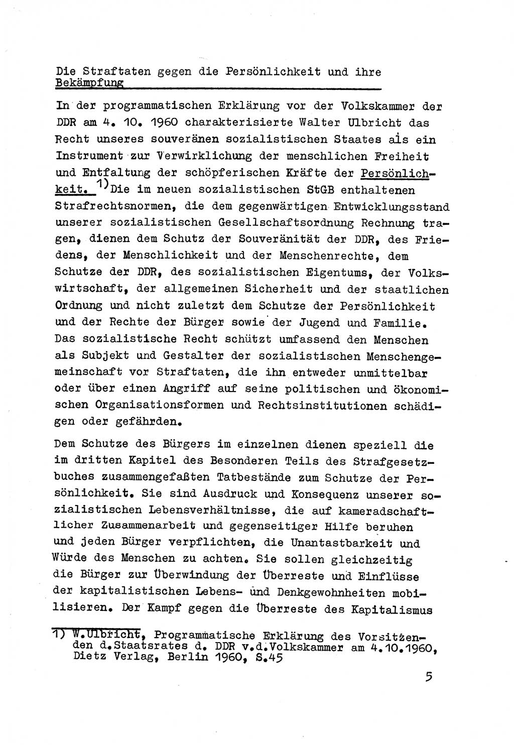 Strafrecht der DDR (Deutsche Demokratische Republik), Besonderer Teil, Lehrmaterial, Heft 3 1969, Seite 5 (Strafr. DDR BT Lehrmat. H. 3 1969, S. 5)