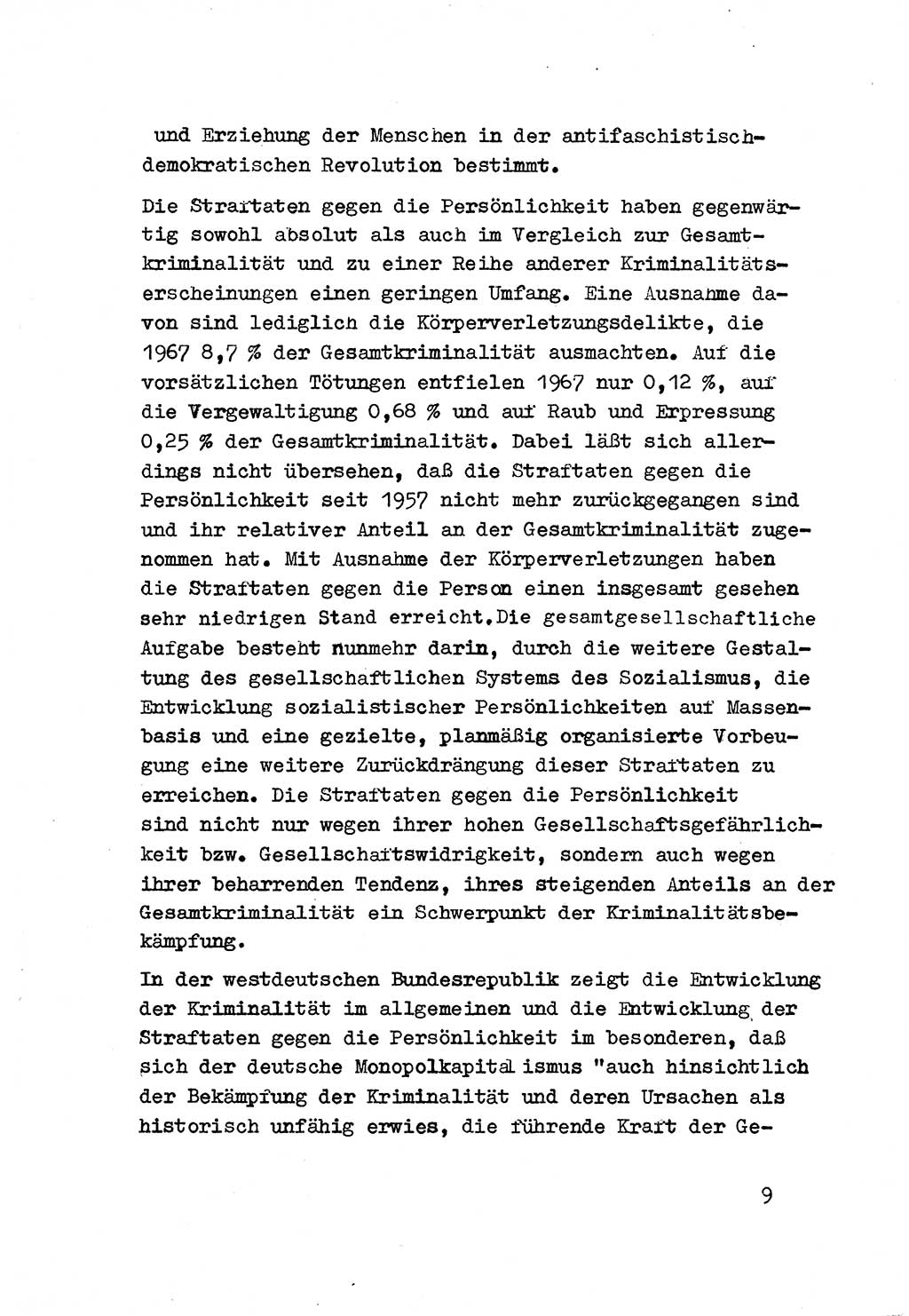 Strafrecht der DDR (Deutsche Demokratische Republik), Besonderer Teil, Lehrmaterial, Heft 3 1969, Seite 9 (Strafr. DDR BT Lehrmat. H. 3 1969, S. 9)