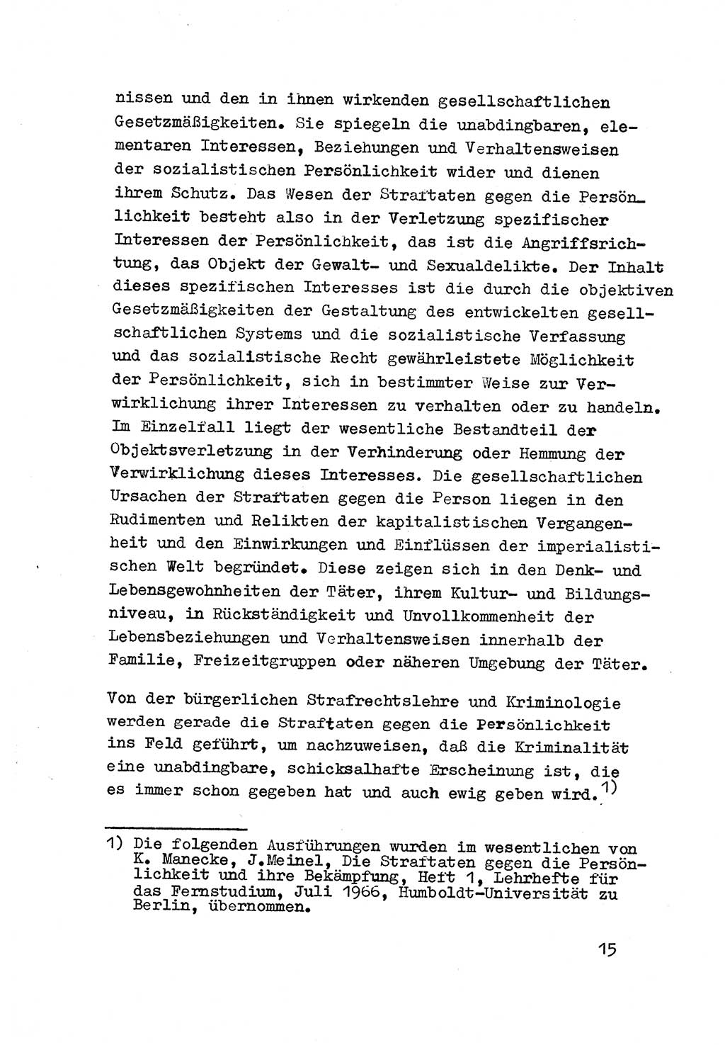 Strafrecht der DDR (Deutsche Demokratische Republik), Besonderer Teil, Lehrmaterial, Heft 3 1969, Seite 15 (Strafr. DDR BT Lehrmat. H. 3 1969, S. 15)