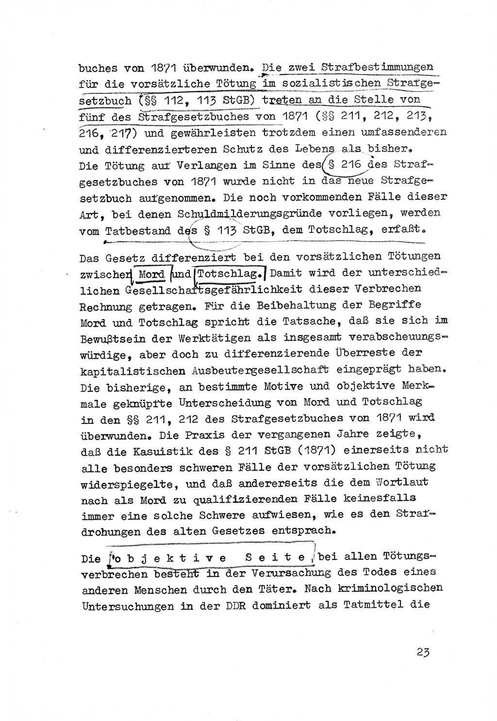 Strafrecht der DDR (Deutsche Demokratische Republik), Besonderer Teil, Lehrmaterial, Heft 3 1969, Seite 23 (Strafr. DDR BT Lehrmat. H. 3 1969, S. 23)