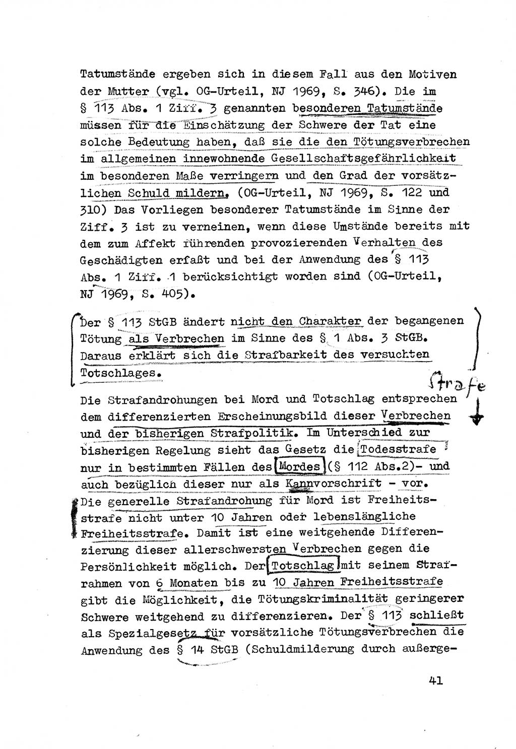 Strafrecht der DDR (Deutsche Demokratische Republik), Besonderer Teil, Lehrmaterial, Heft 3 1969, Seite 41 (Strafr. DDR BT Lehrmat. H. 3 1969, S. 41)