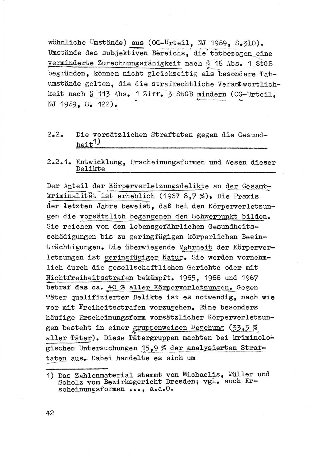 Strafrecht der DDR (Deutsche Demokratische Republik), Besonderer Teil, Lehrmaterial, Heft 3 1969, Seite 42 (Strafr. DDR BT Lehrmat. H. 3 1969, S. 42)