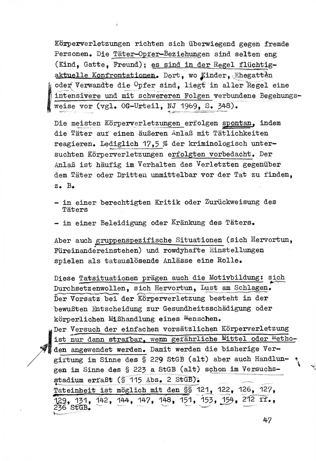 Strafrecht der DDR (Deutsche Demokratische Republik), Besonderer Teil, Lehrmaterial, Heft 3 1969, Seite 47 (Strafr. DDR BT Lehrmat. H. 3 1969, S. 47)