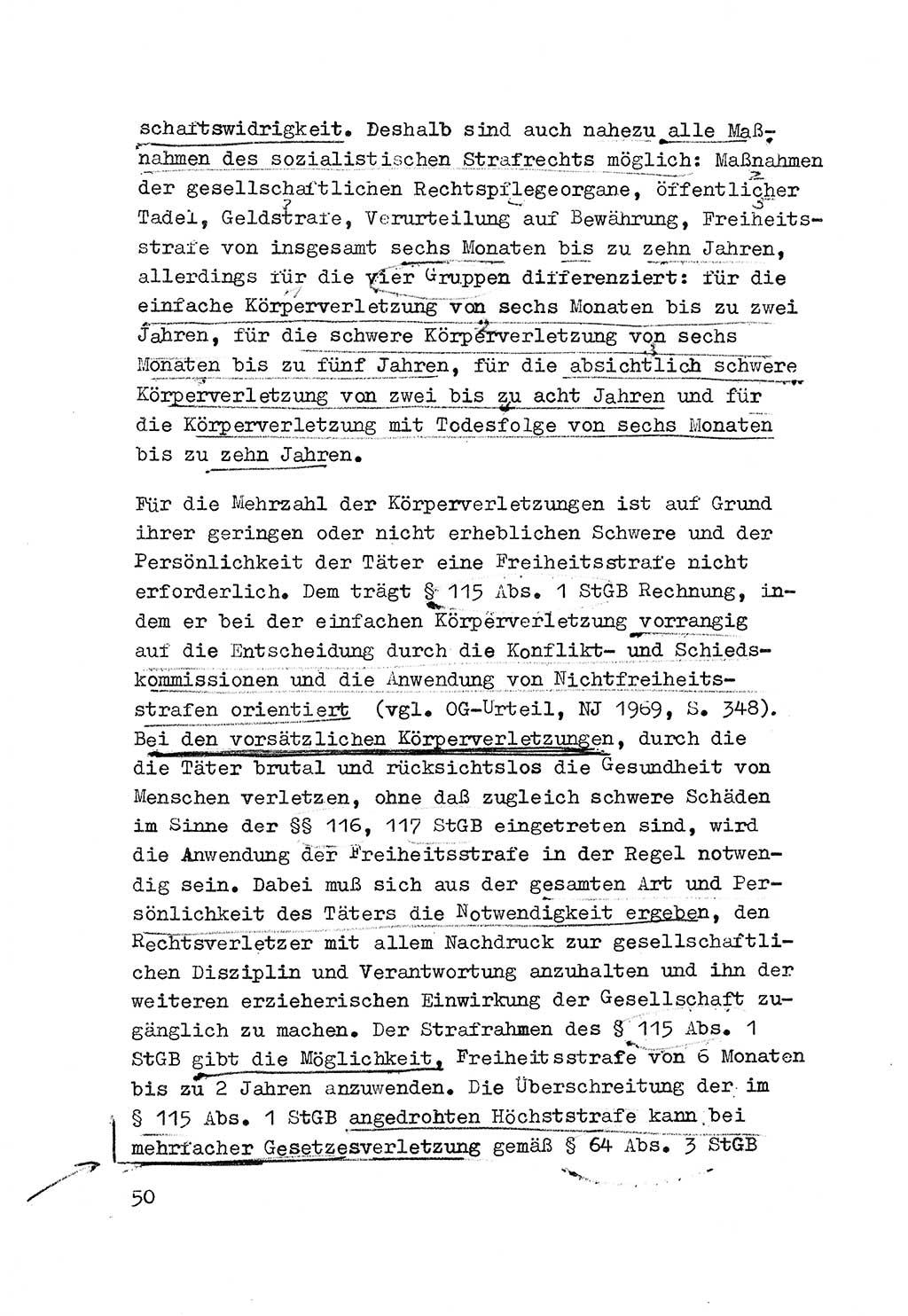 Strafrecht der DDR (Deutsche Demokratische Republik), Besonderer Teil, Lehrmaterial, Heft 3 1969, Seite 50 (Strafr. DDR BT Lehrmat. H. 3 1969, S. 50)