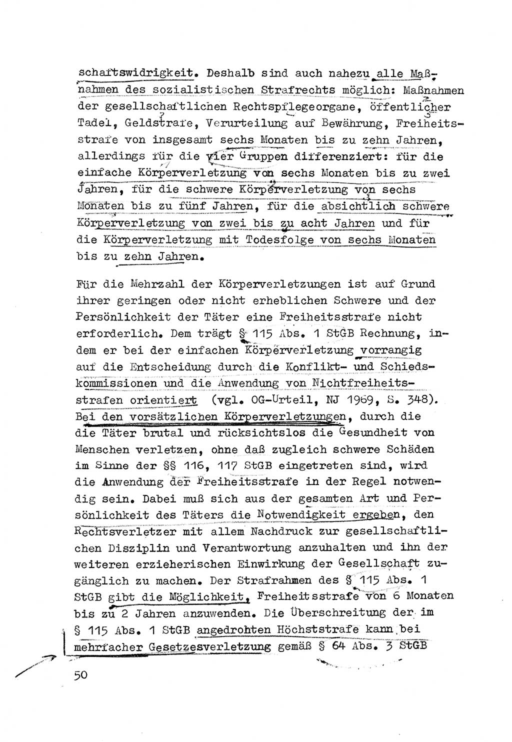 Strafrecht der DDR (Deutsche Demokratische Republik), Besonderer Teil, Lehrmaterial, Heft 3 1969, Seite 50 (Strafr. DDR BT Lehrmat. H. 3 1969, S. 50)