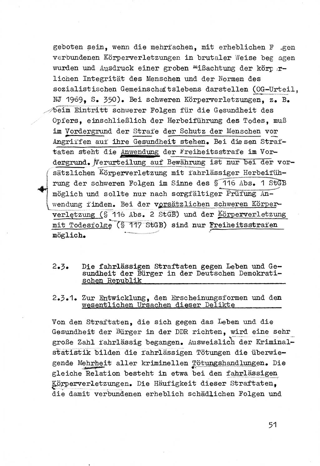 Strafrecht der DDR (Deutsche Demokratische Republik), Besonderer Teil, Lehrmaterial, Heft 3 1969, Seite 51 (Strafr. DDR BT Lehrmat. H. 3 1969, S. 51)