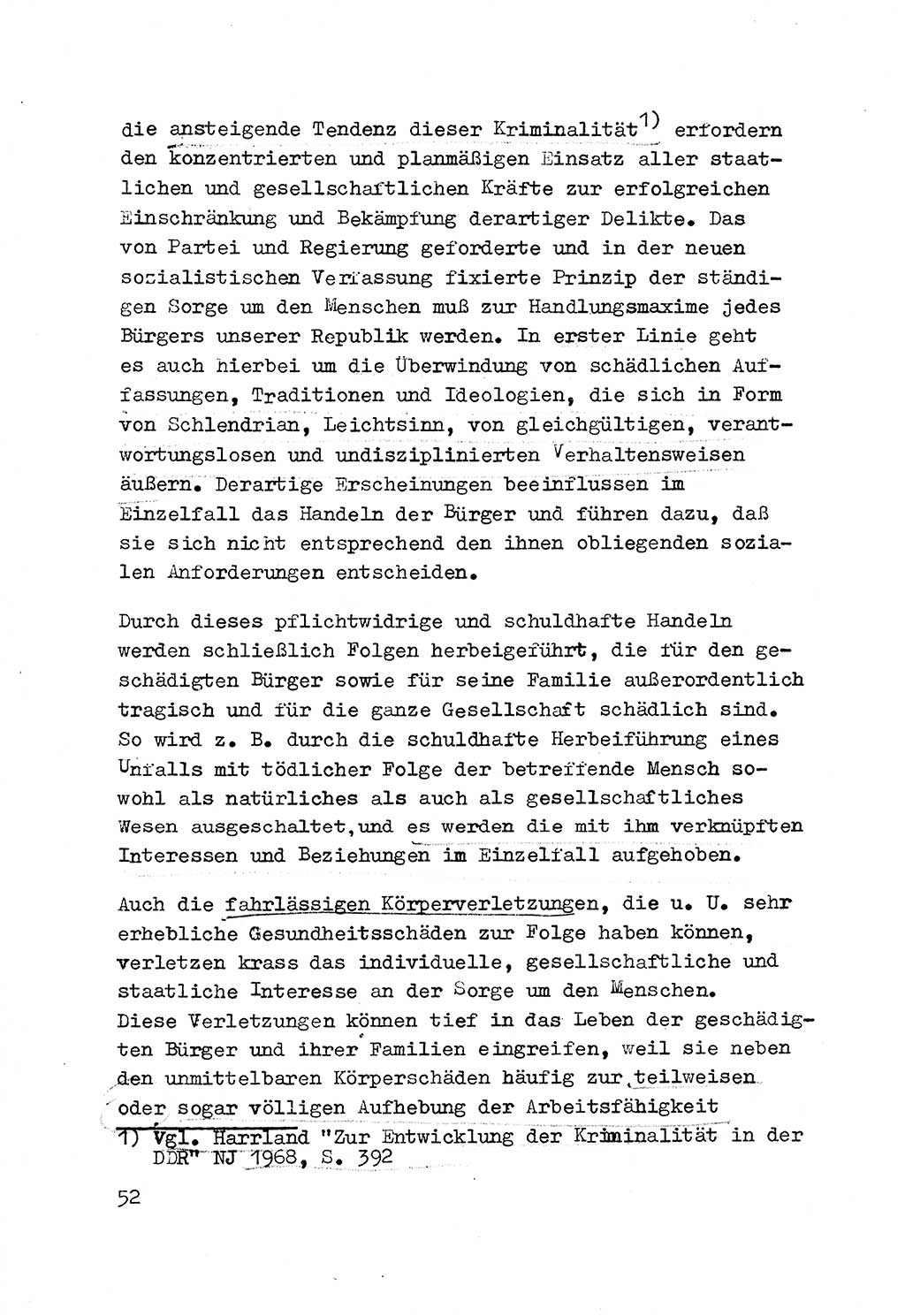 Strafrecht der DDR (Deutsche Demokratische Republik), Besonderer Teil, Lehrmaterial, Heft 3 1969, Seite 52 (Strafr. DDR BT Lehrmat. H. 3 1969, S. 52)