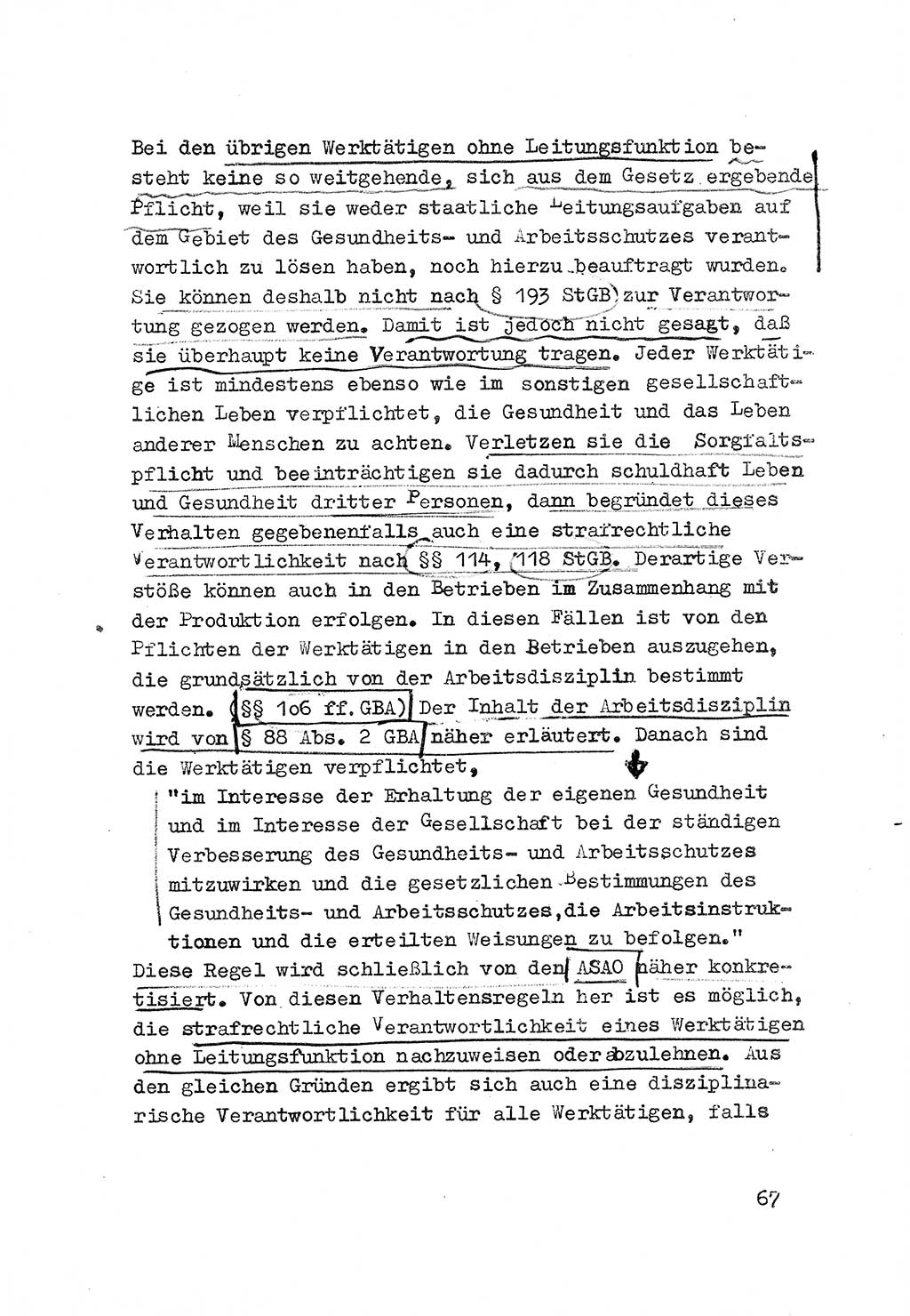 Strafrecht der DDR (Deutsche Demokratische Republik), Besonderer Teil, Lehrmaterial, Heft 3 1969, Seite 67 (Strafr. DDR BT Lehrmat. H. 3 1969, S. 67)