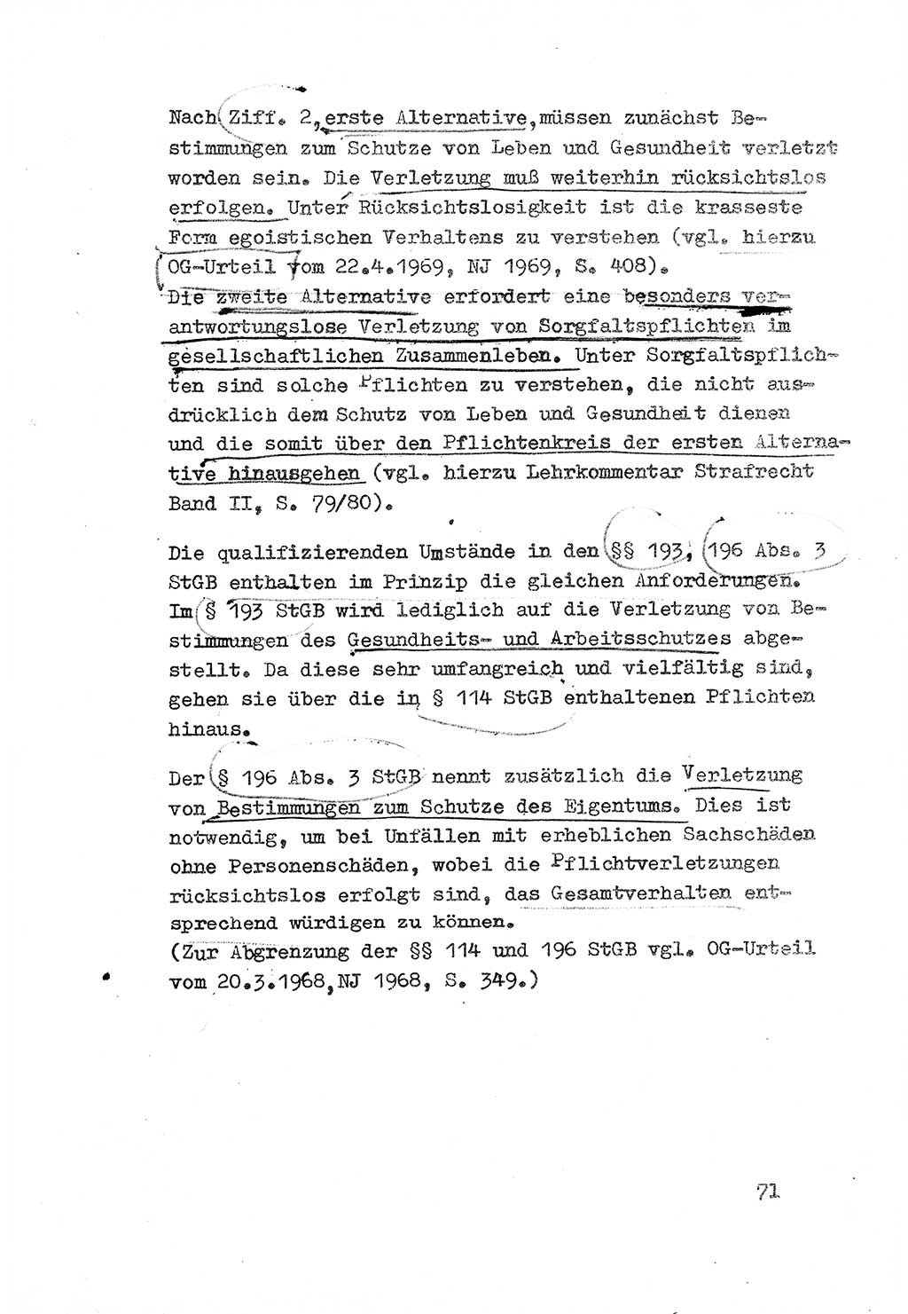 Strafrecht der DDR (Deutsche Demokratische Republik), Besonderer Teil, Lehrmaterial, Heft 3 1969, Seite 71 (Strafr. DDR BT Lehrmat. H. 3 1969, S. 71)