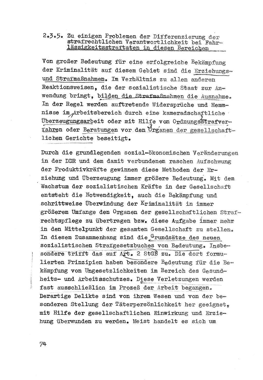 Strafrecht der DDR (Deutsche Demokratische Republik), Besonderer Teil, Lehrmaterial, Heft 3 1969, Seite 74 (Strafr. DDR BT Lehrmat. H. 3 1969, S. 74)