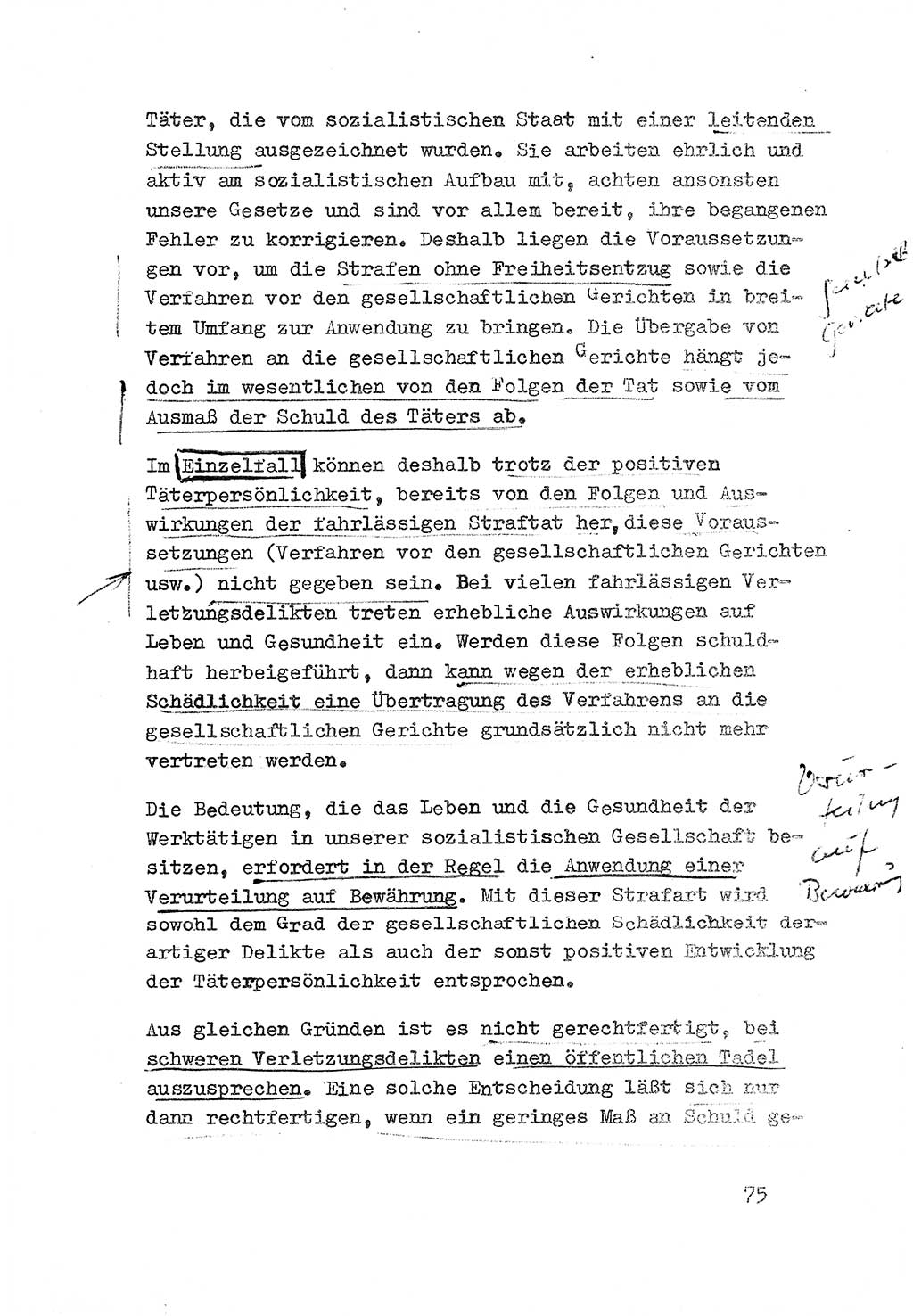 Strafrecht der DDR (Deutsche Demokratische Republik), Besonderer Teil, Lehrmaterial, Heft 3 1969, Seite 75 (Strafr. DDR BT Lehrmat. H. 3 1969, S. 75)