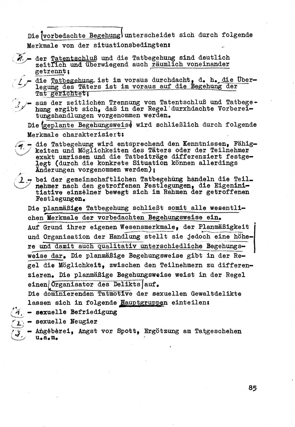 Strafrecht der DDR (Deutsche Demokratische Republik), Besonderer Teil, Lehrmaterial, Heft 3 1969, Seite 85 (Strafr. DDR BT Lehrmat. H. 3 1969, S. 85)