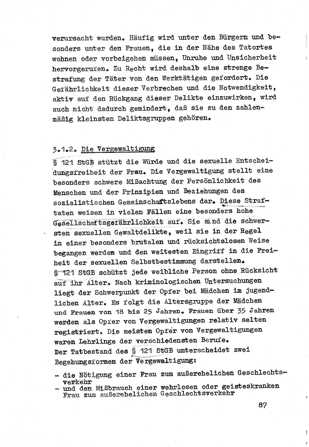 Strafrecht der DDR (Deutsche Demokratische Republik), Besonderer Teil, Lehrmaterial, Heft 3 1969, Seite 87 (Strafr. DDR BT Lehrmat. H. 3 1969, S. 87)