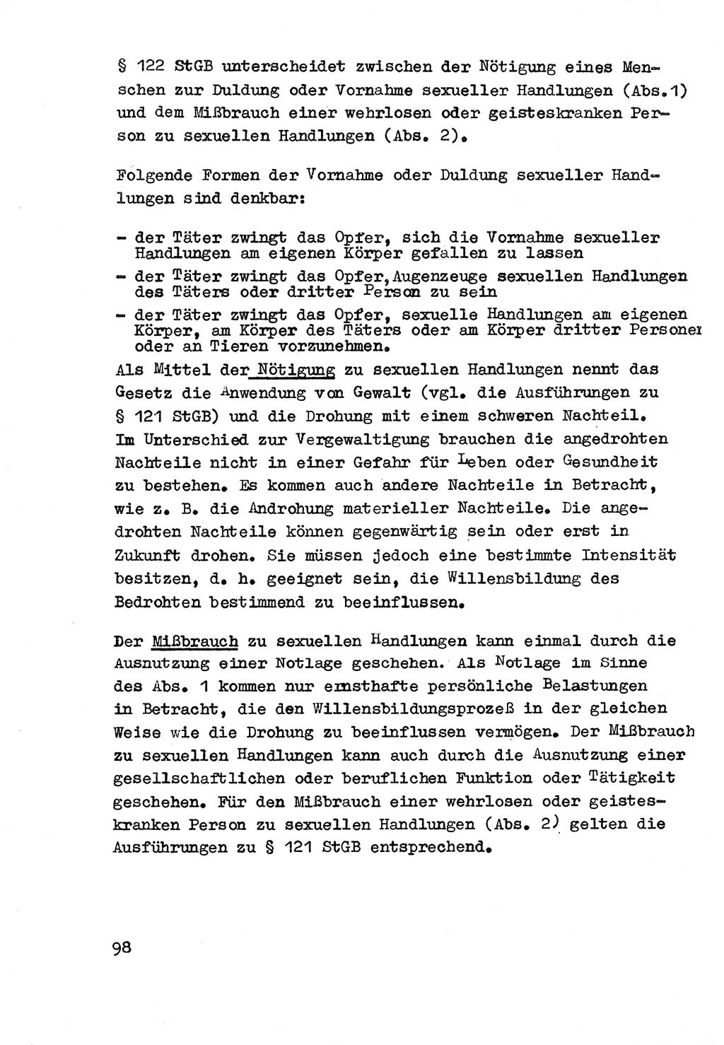 Strafrecht der DDR (Deutsche Demokratische Republik), Besonderer Teil, Lehrmaterial, Heft 3 1969, Seite 98 (Strafr. DDR BT Lehrmat. H. 3 1969, S. 98)