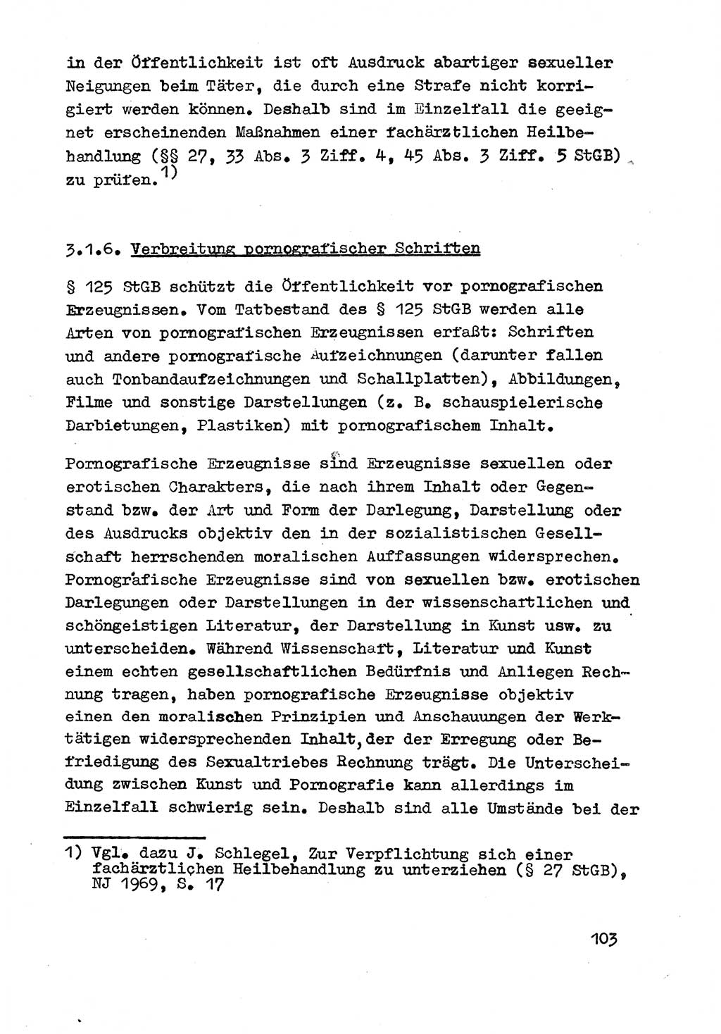 Strafrecht der DDR (Deutsche Demokratische Republik), Besonderer Teil, Lehrmaterial, Heft 3 1969, Seite 103 (Strafr. DDR BT Lehrmat. H. 3 1969, S. 103)
