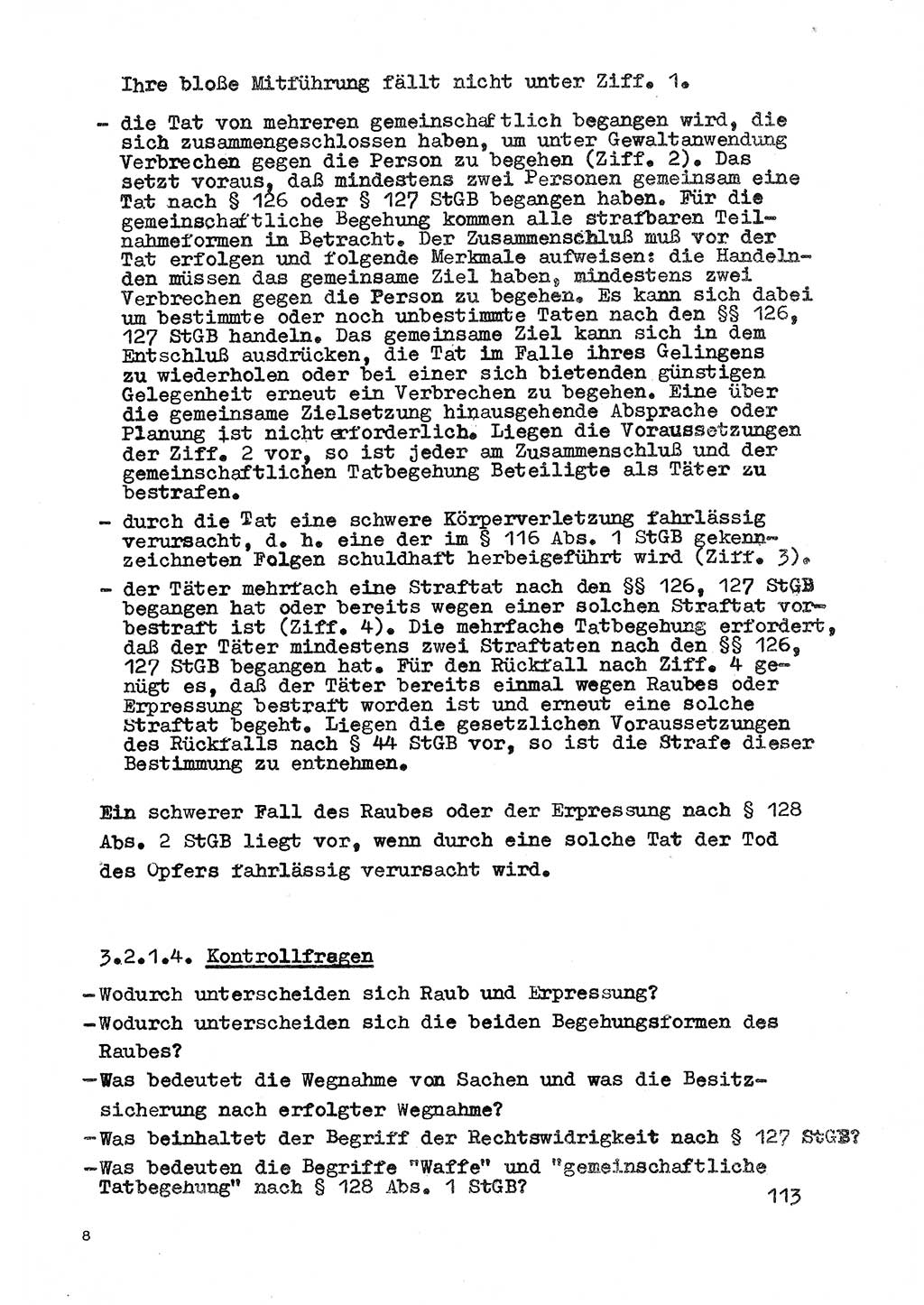 Strafrecht der DDR (Deutsche Demokratische Republik), Besonderer Teil, Lehrmaterial, Heft 3 1969, Seite 113 (Strafr. DDR BT Lehrmat. H. 3 1969, S. 113)