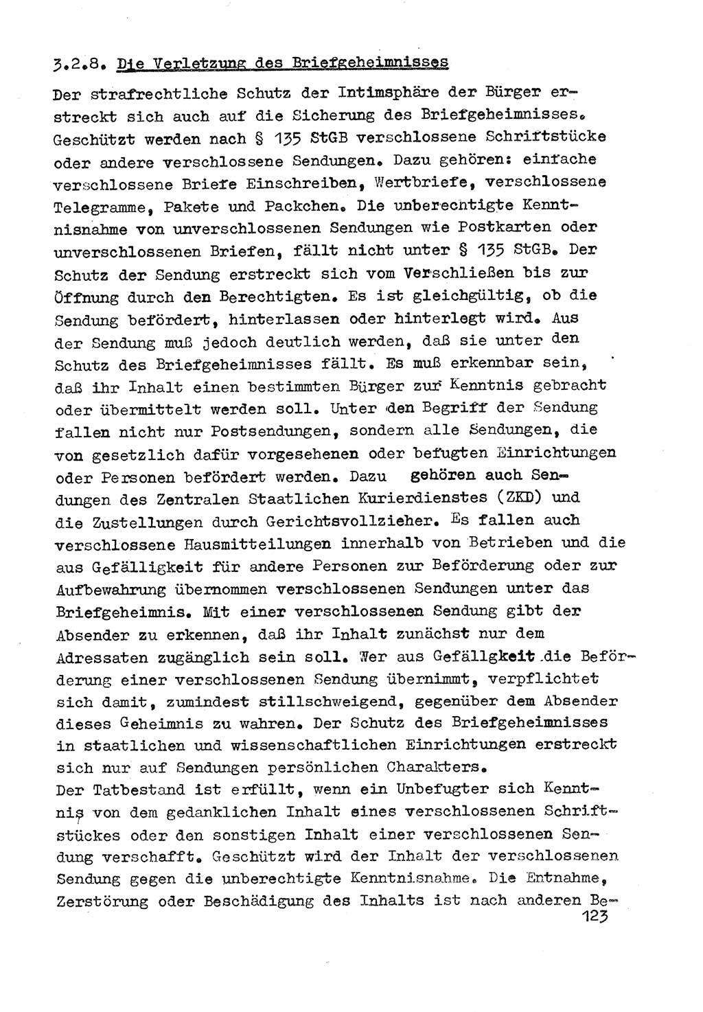 Strafrecht der DDR (Deutsche Demokratische Republik), Besonderer Teil, Lehrmaterial, Heft 3 1969, Seite 123 (Strafr. DDR BT Lehrmat. H. 3 1969, S. 123)