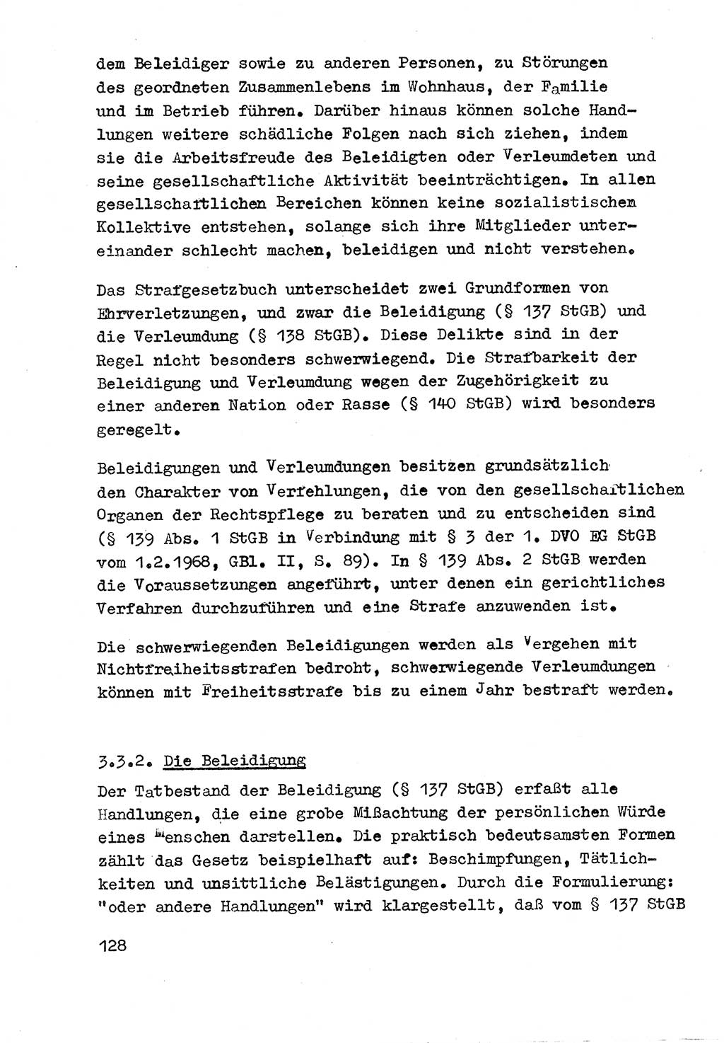 Strafrecht der DDR (Deutsche Demokratische Republik), Besonderer Teil, Lehrmaterial, Heft 3 1969, Seite 128 (Strafr. DDR BT Lehrmat. H. 3 1969, S. 128)