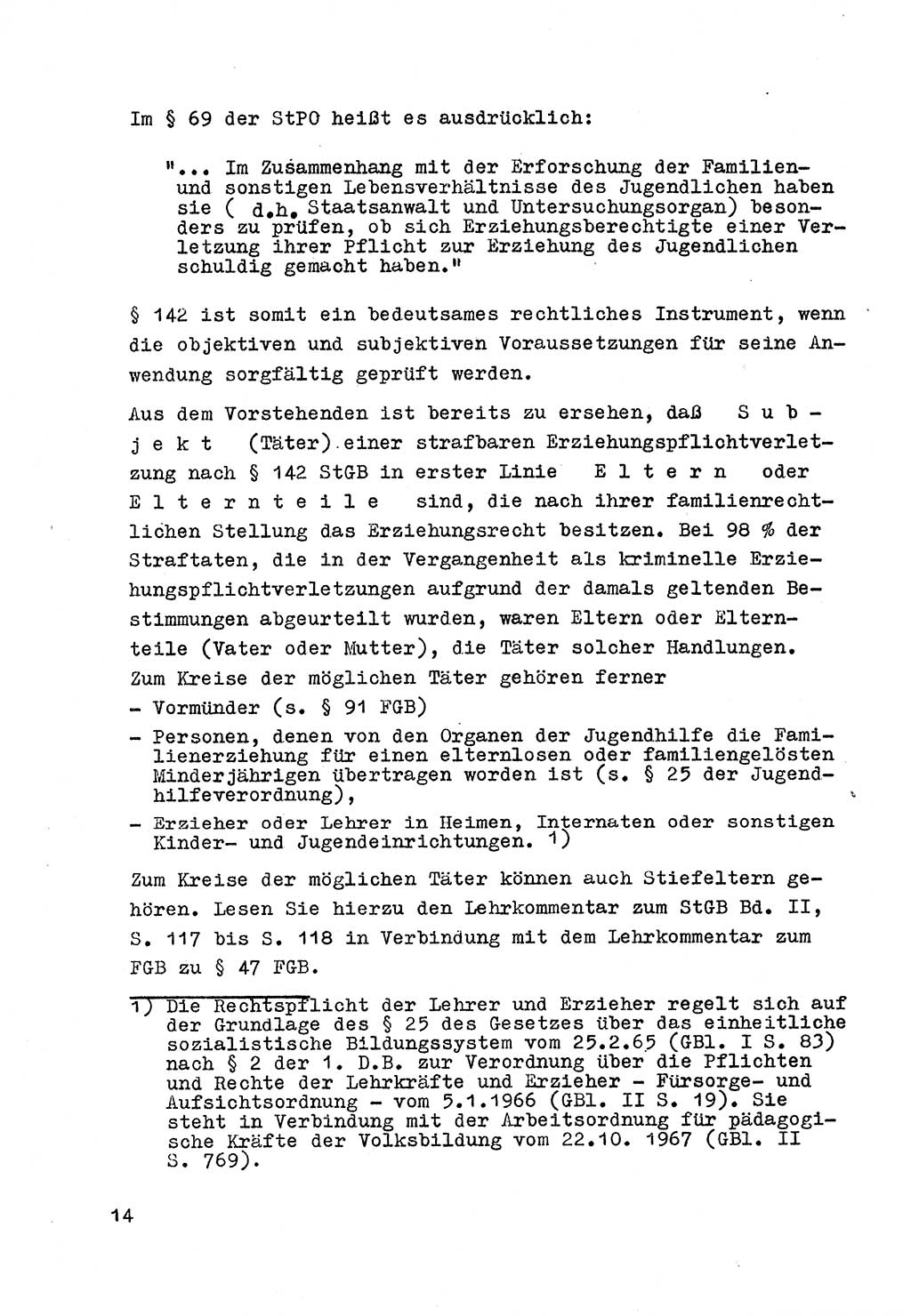Strafrecht der DDR (Deutsche Demokratische Republik), Besonderer Teil, Lehrmaterial, Heft 4 1969, Seite 14 (Strafr. DDR BT Lehrmat. H. 4 1969, S. 14)