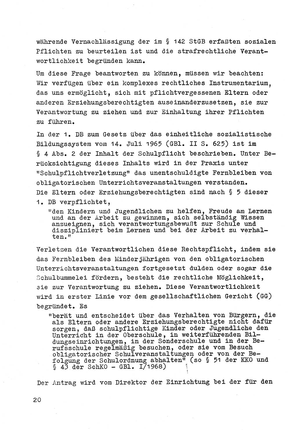 Strafrecht der DDR (Deutsche Demokratische Republik), Besonderer Teil, Lehrmaterial, Heft 4 1969, Seite 20 (Strafr. DDR BT Lehrmat. H. 4 1969, S. 20)