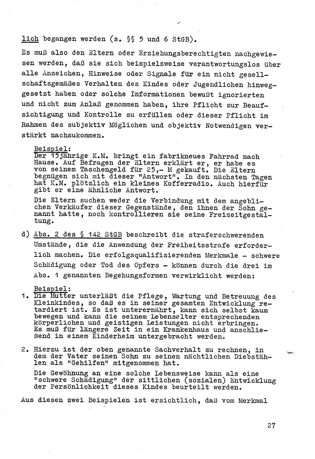 Strafrecht der DDR (Deutsche Demokratische Republik), Besonderer Teil, Lehrmaterial, Heft 4 1969, Seite 27 (Strafr. DDR BT Lehrmat. H. 4 1969, S. 27)