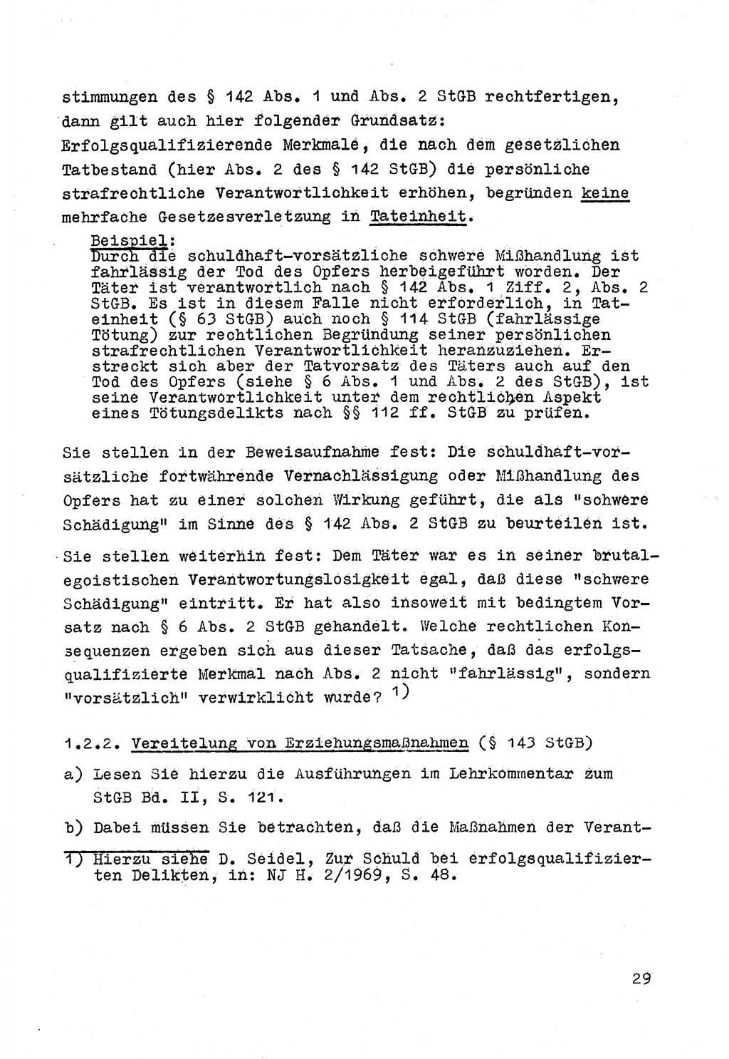 Strafrecht der DDR (Deutsche Demokratische Republik), Besonderer Teil, Lehrmaterial, Heft 4 1969, Seite 29 (Strafr. DDR BT Lehrmat. H. 4 1969, S. 29)