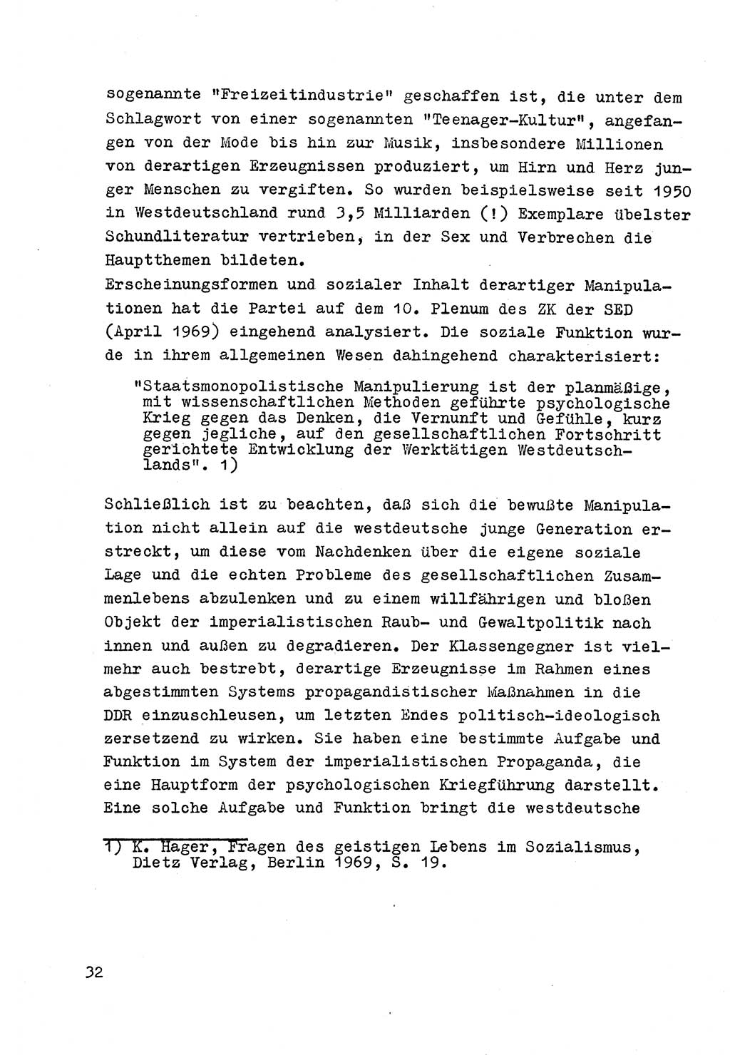 Strafrecht der DDR (Deutsche Demokratische Republik), Besonderer Teil, Lehrmaterial, Heft 4 1969, Seite 32 (Strafr. DDR BT Lehrmat. H. 4 1969, S. 32)