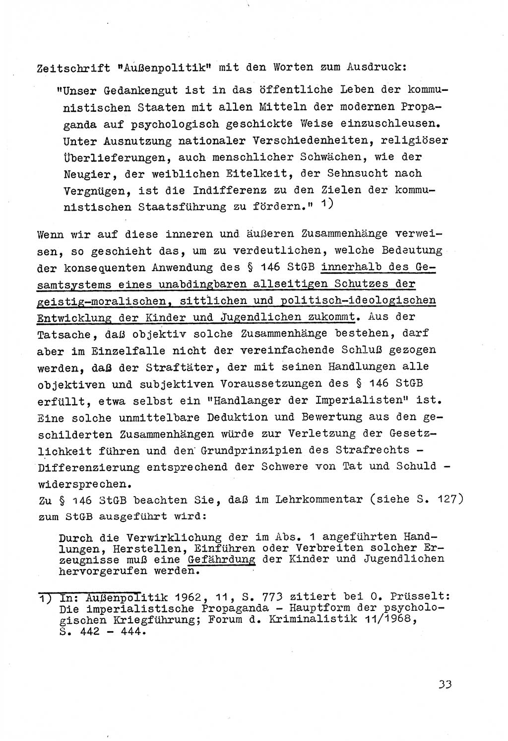 Strafrecht der DDR (Deutsche Demokratische Republik), Besonderer Teil, Lehrmaterial, Heft 4 1969, Seite 33 (Strafr. DDR BT Lehrmat. H. 4 1969, S. 33)