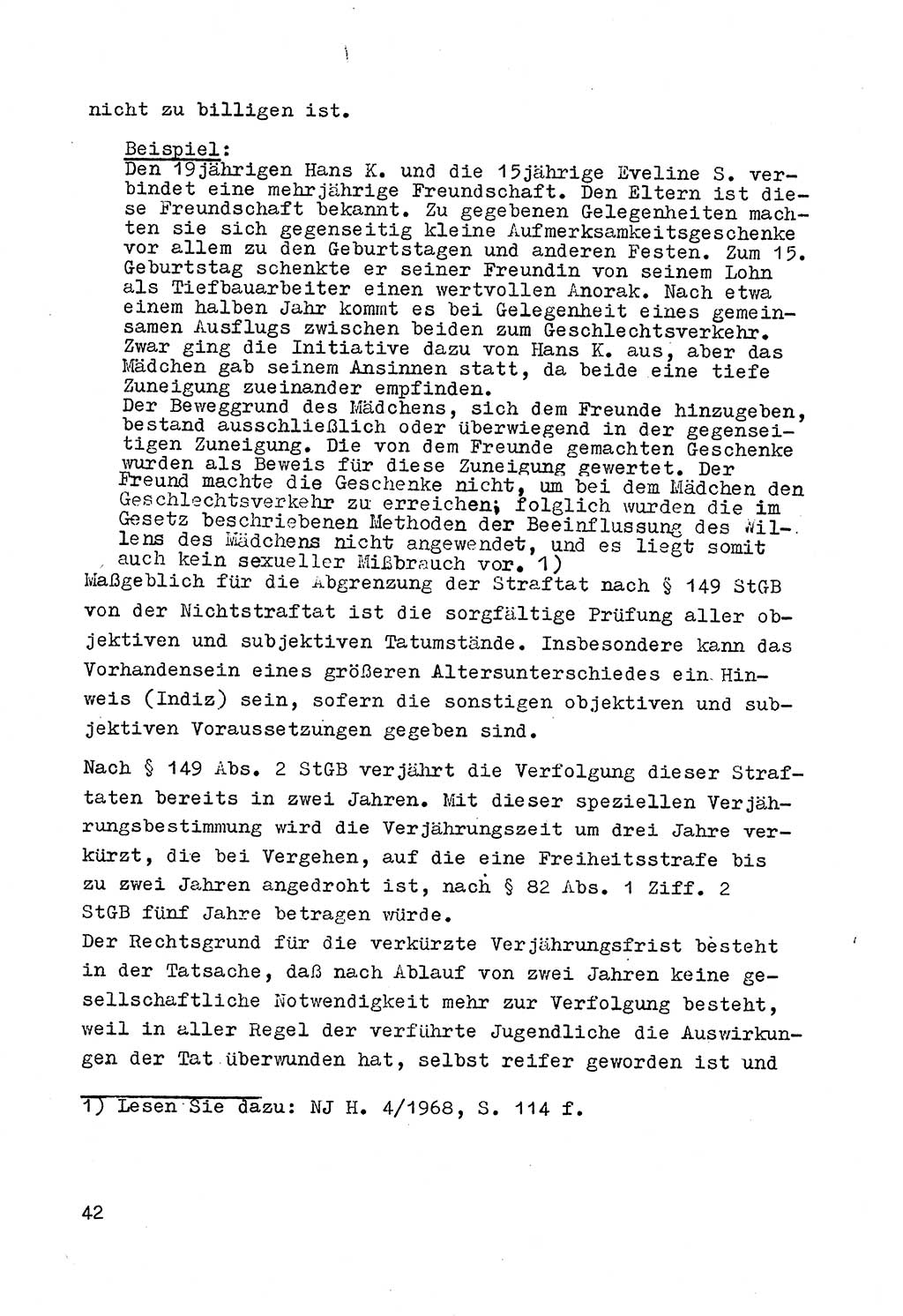 Strafrecht der DDR (Deutsche Demokratische Republik), Besonderer Teil, Lehrmaterial, Heft 4 1969, Seite 42 (Strafr. DDR BT Lehrmat. H. 4 1969, S. 42)