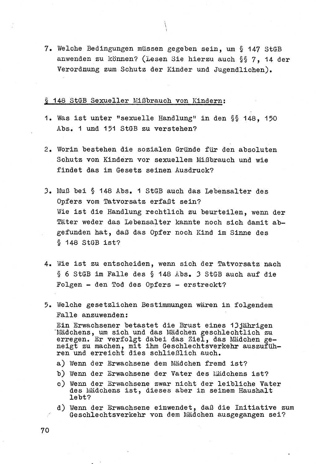 Strafrecht der DDR (Deutsche Demokratische Republik), Besonderer Teil, Lehrmaterial, Heft 4 1969, Seite 70 (Strafr. DDR BT Lehrmat. H. 4 1969, S. 70)