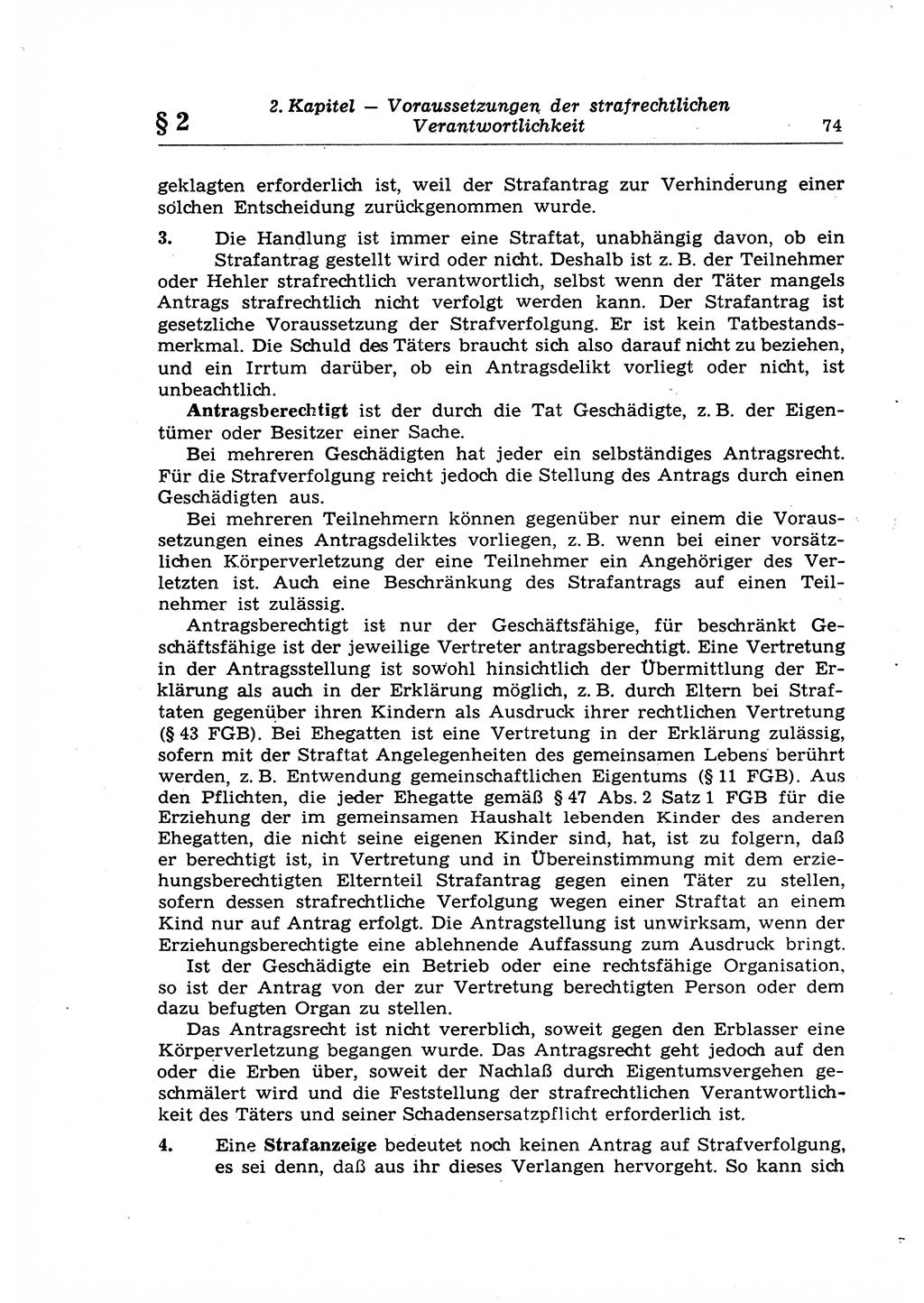 Strafrecht der Deutschen Demokratischen Republik (DDR), Lehrkommentar zum Strafgesetzbuch (StGB), Allgemeiner Teil 1969, Seite 74 (Strafr. DDR Lehrkomm. StGB AT 1969, S. 74)
