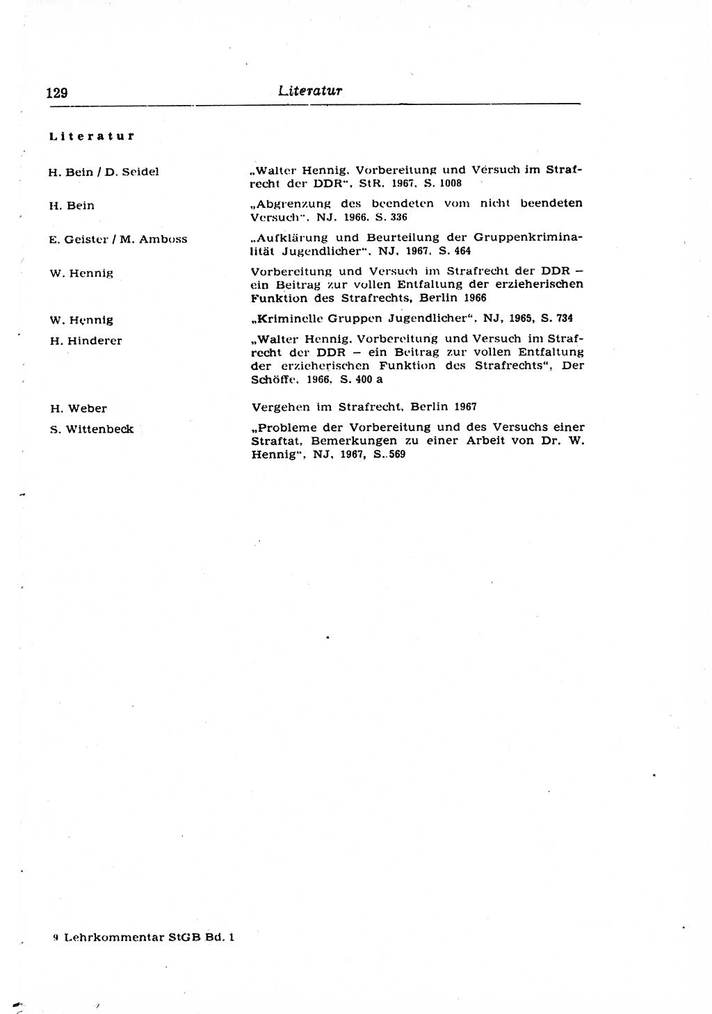 Strafrecht der Deutschen Demokratischen Republik (DDR), Lehrkommentar zum Strafgesetzbuch (StGB), Allgemeiner Teil 1969, Seite 129 (Strafr. DDR Lehrkomm. StGB AT 1969, S. 129)