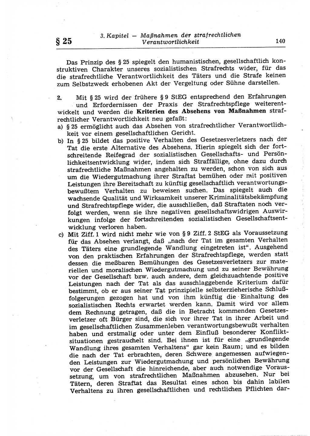 Strafrecht der Deutschen Demokratischen Republik (DDR), Lehrkommentar zum Strafgesetzbuch (StGB), Allgemeiner Teil 1969, Seite 140 (Strafr. DDR Lehrkomm. StGB AT 1969, S. 140)