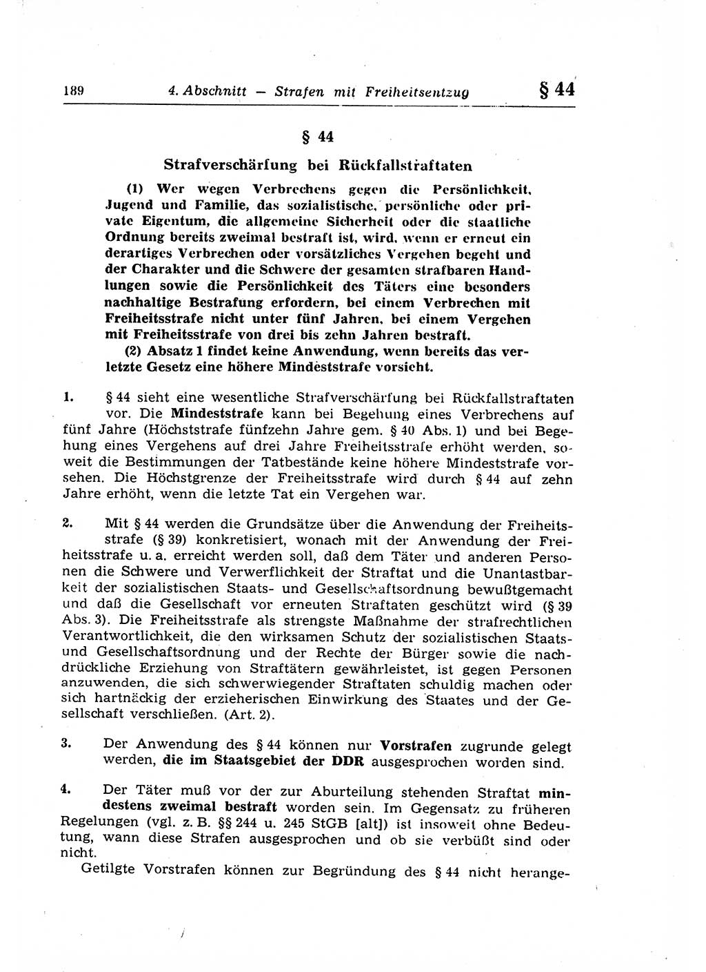 Strafrecht der Deutschen Demokratischen Republik (DDR), Lehrkommentar zum Strafgesetzbuch (StGB), Allgemeiner Teil 1969, Seite 189 (Strafr. DDR Lehrkomm. StGB AT 1969, S. 189)