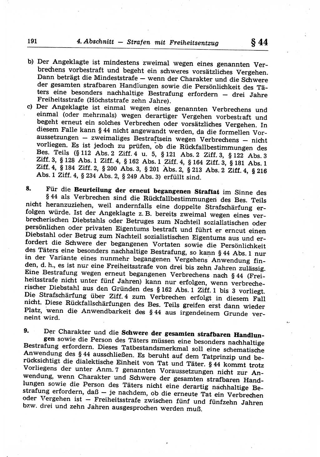 Strafrecht der Deutschen Demokratischen Republik (DDR), Lehrkommentar zum Strafgesetzbuch (StGB), Allgemeiner Teil 1969, Seite 191 (Strafr. DDR Lehrkomm. StGB AT 1969, S. 191)